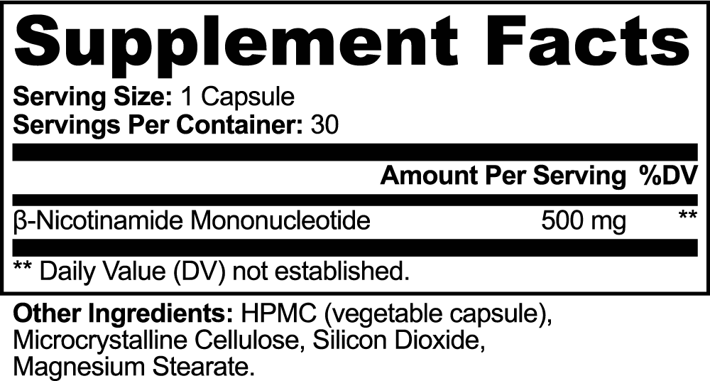 CellForge NMN™ Supplement Facts panel