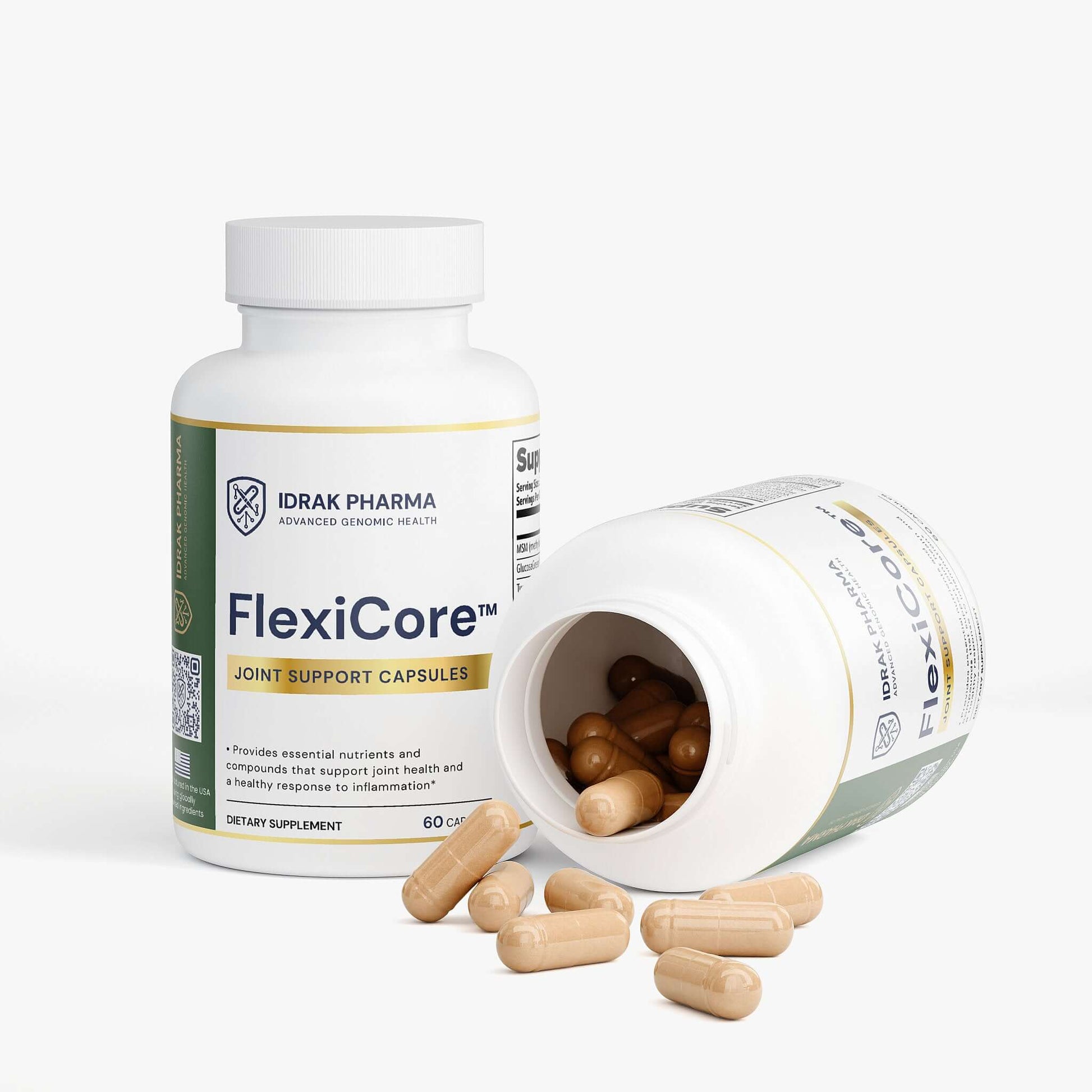 FlexiCore premium joint support supplement packaging by Idrak Pharma