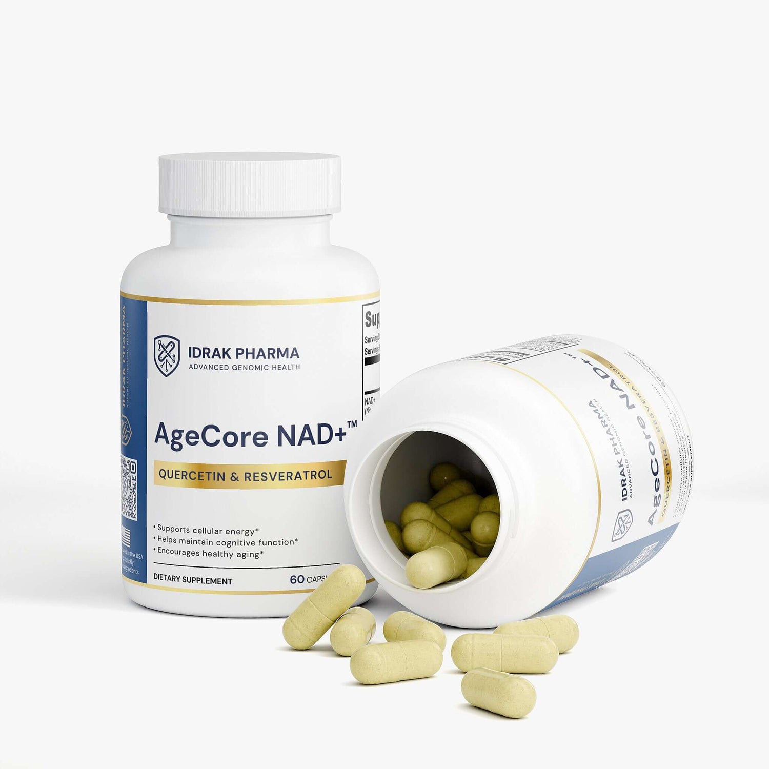 AgeCore NAD+ premium anti-aging supplement packaging by Idrak Pharma