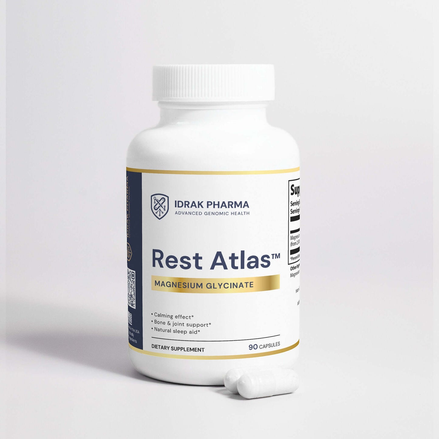 Rest Atlas premium magnesium glycinate supplement packaging by Idrak Pharma