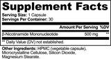 CellForge NMN™ 500 mg Supplement Facts label by Idrak Pharma