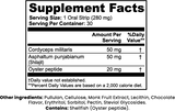 Ignite+™ Cordyceps, Shilajit & Oyster Peptide Supplement Facts label by Idrak Pharma