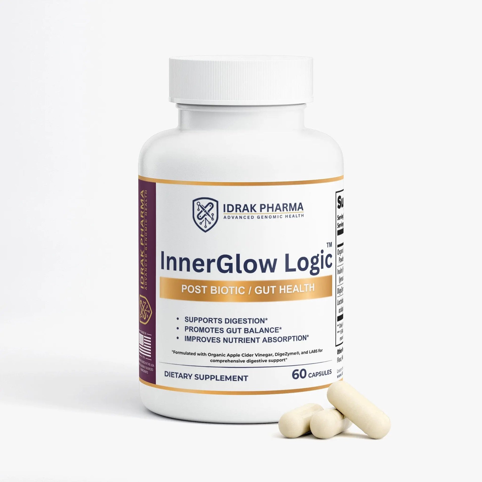 InnerGlow Logic Gut Health Probiotic Capsules bottle