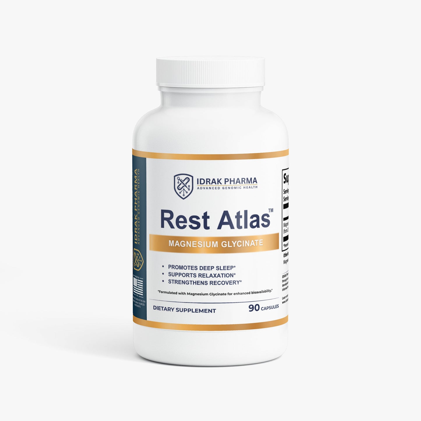 Rest Atlas Magnesium Glycinate Sleep Support Capsules bottle front label
