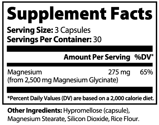 Rest Atlas Magnesium Glycinate Sleep Support Capsules facts label