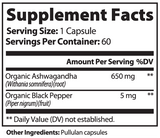 Zen Mode Ashwagandha Capsules supplement facts label